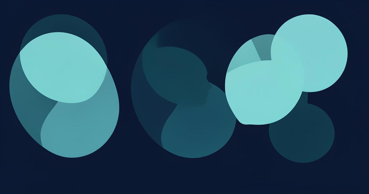 Soft teal circular silhouettes on a navy background