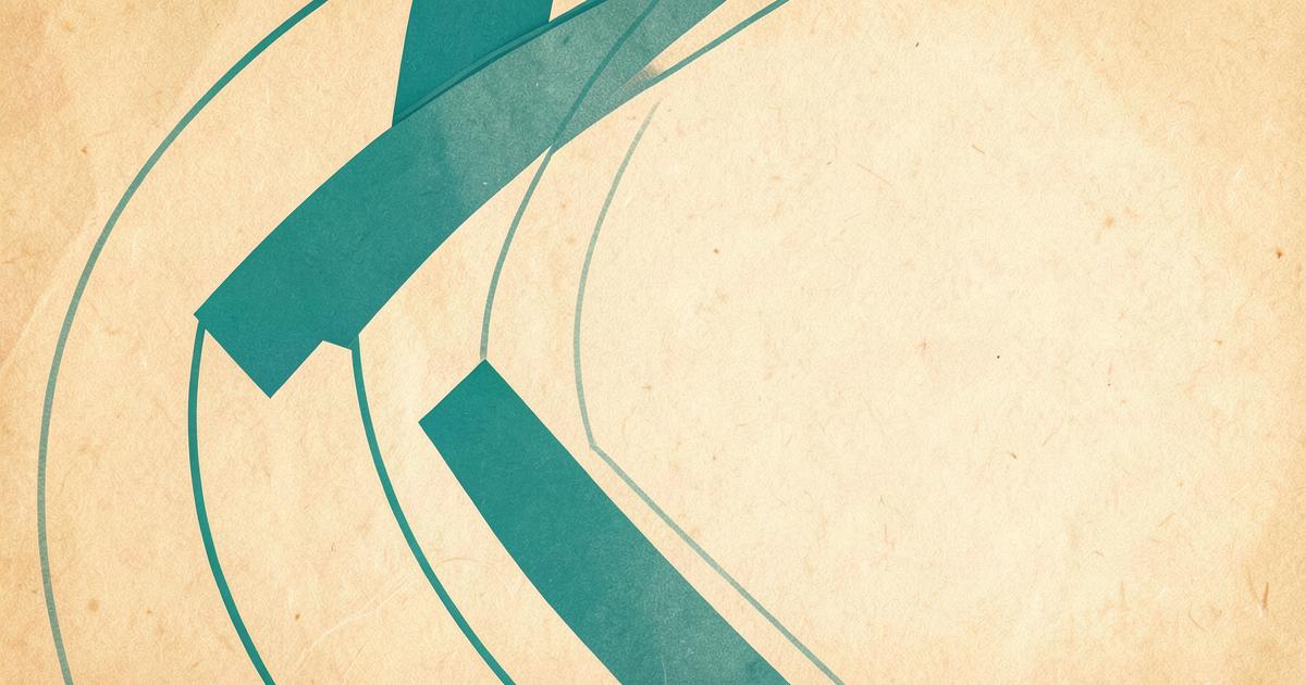 Abstract teal arcs on a warm paper background