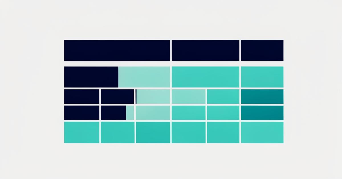 Navy and teal blocks arranged as a matrix on a light background